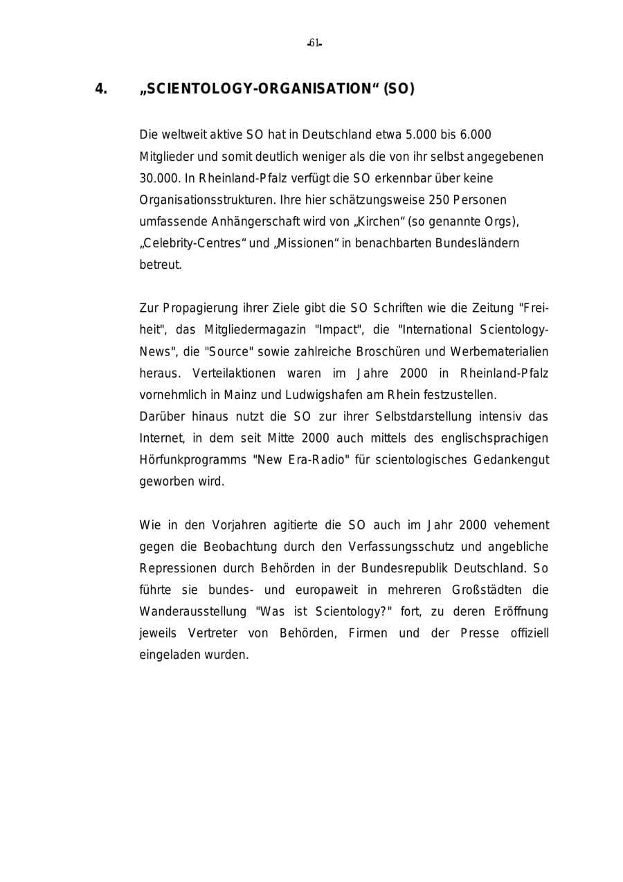 Seite 62 des Verfassungsschutzbericht 2000 Rheinland-Pfalz