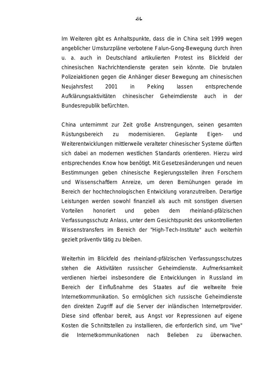 Seite 65 des Verfassungsschutzbericht 2000 Rheinland-Pfalz