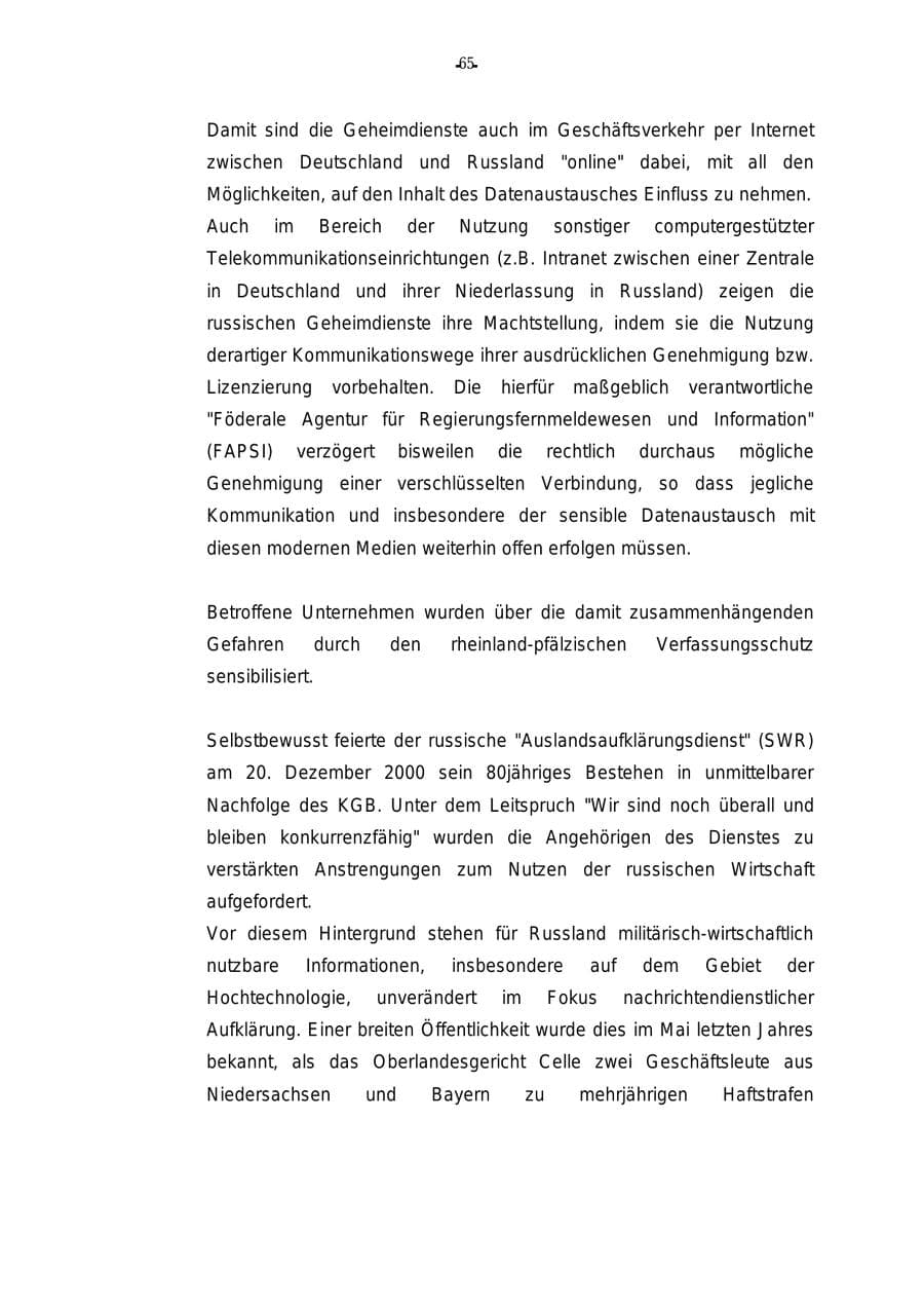 Seite 66 des Verfassungsschutzbericht 2000 Rheinland-Pfalz