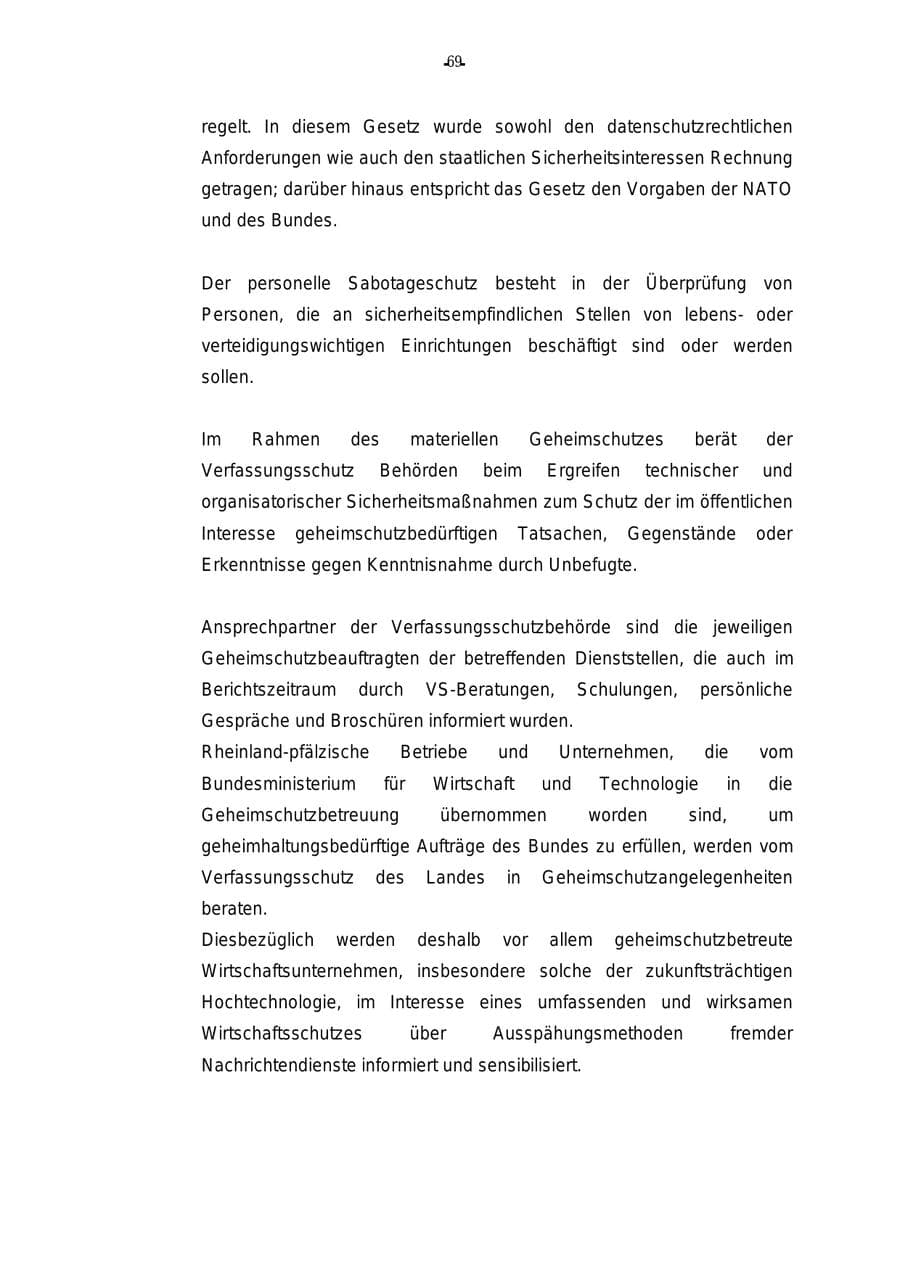 Seite 70 des Verfassungsschutzbericht 2000 Rheinland-Pfalz