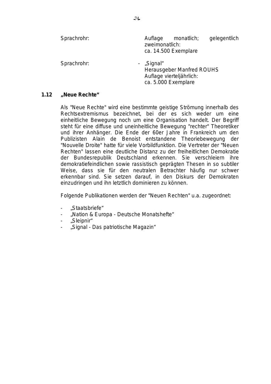Seite 75 des Verfassungsschutzbericht 2000 Rheinland-Pfalz