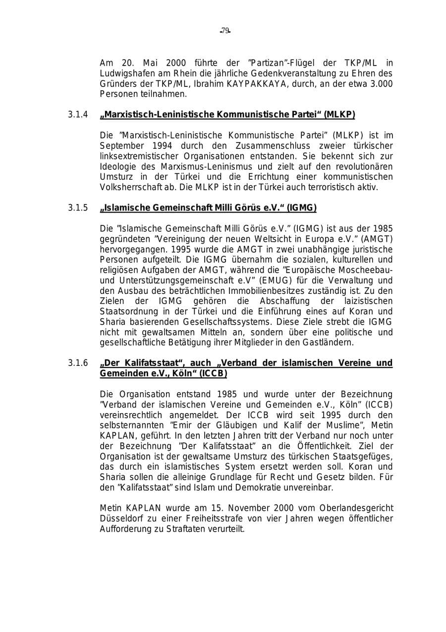 Seite 80 des Verfassungsschutzbericht 2000 Rheinland-Pfalz