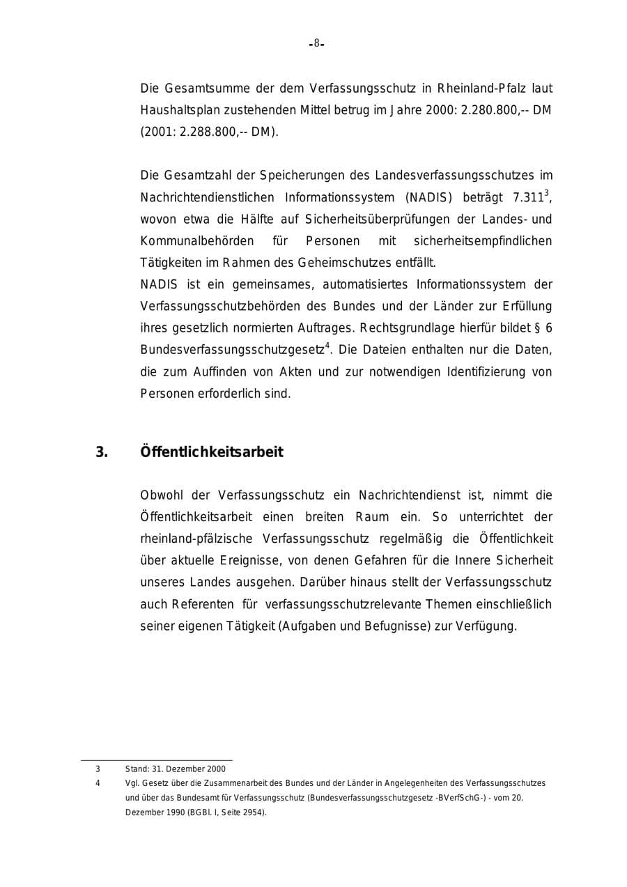 Seite 9 des Verfassungsschutzbericht 2000 Rheinland-Pfalz