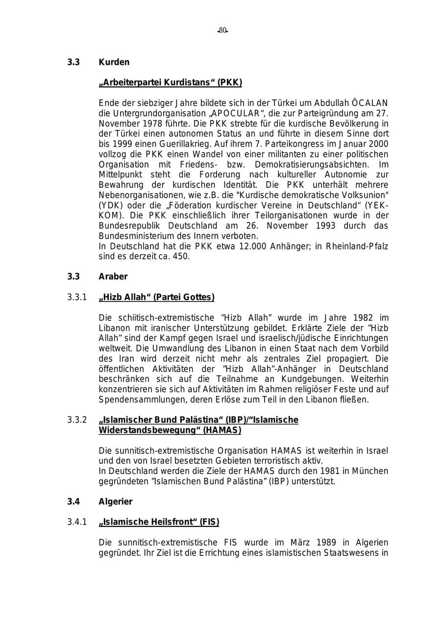 Seite 81 des Verfassungsschutzbericht 2000 Rheinland-Pfalz