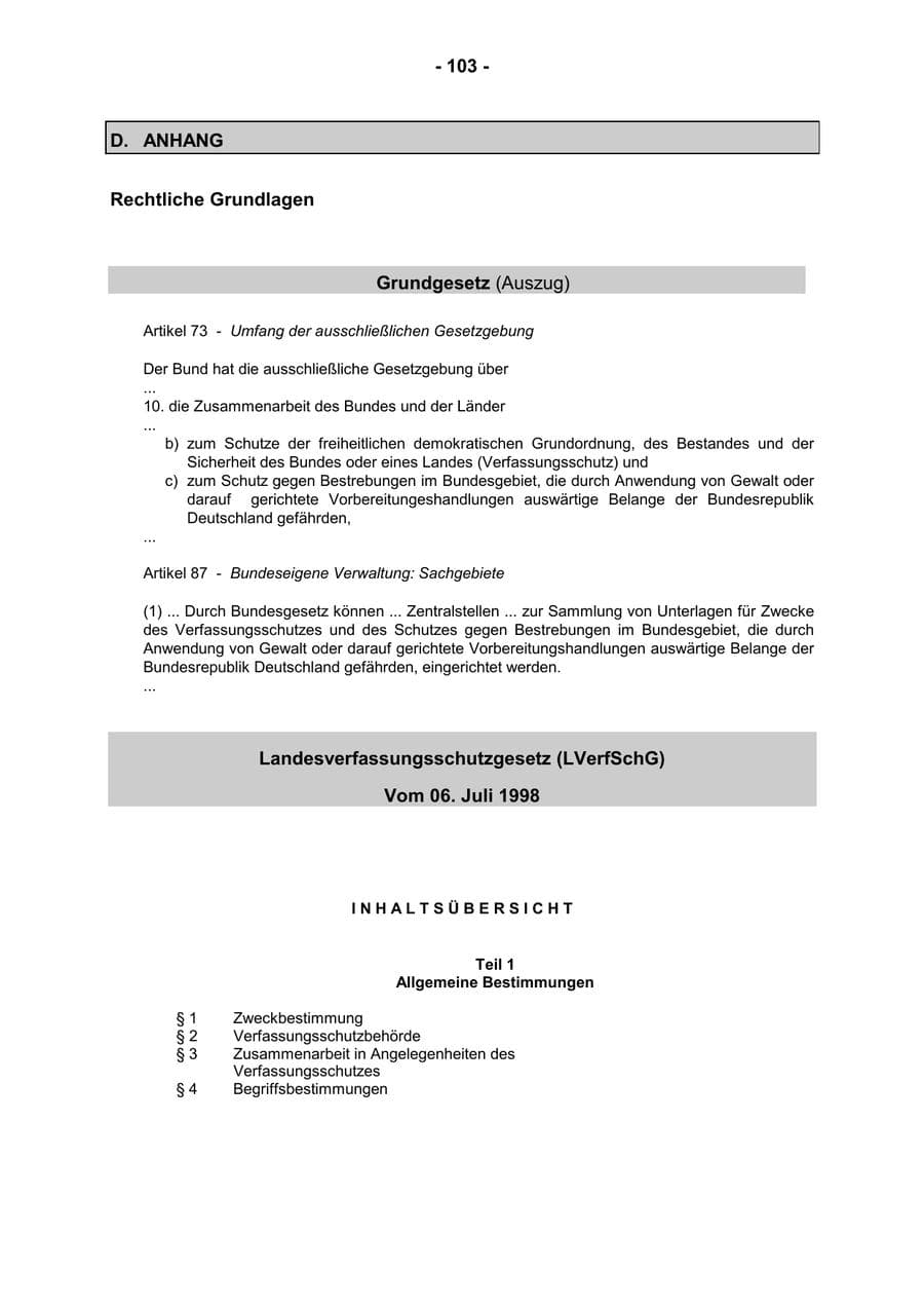 Seite 105 des Verfassungsschutzbericht 2001 Rheinland-Pfalz
