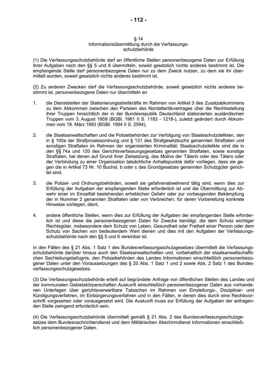 Seite 114 des Verfassungsschutzbericht 2001 Rheinland-Pfalz