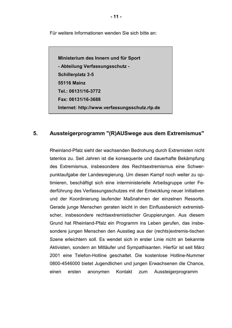 Seite 13 des Verfassungsschutzbericht 2001 Rheinland-Pfalz