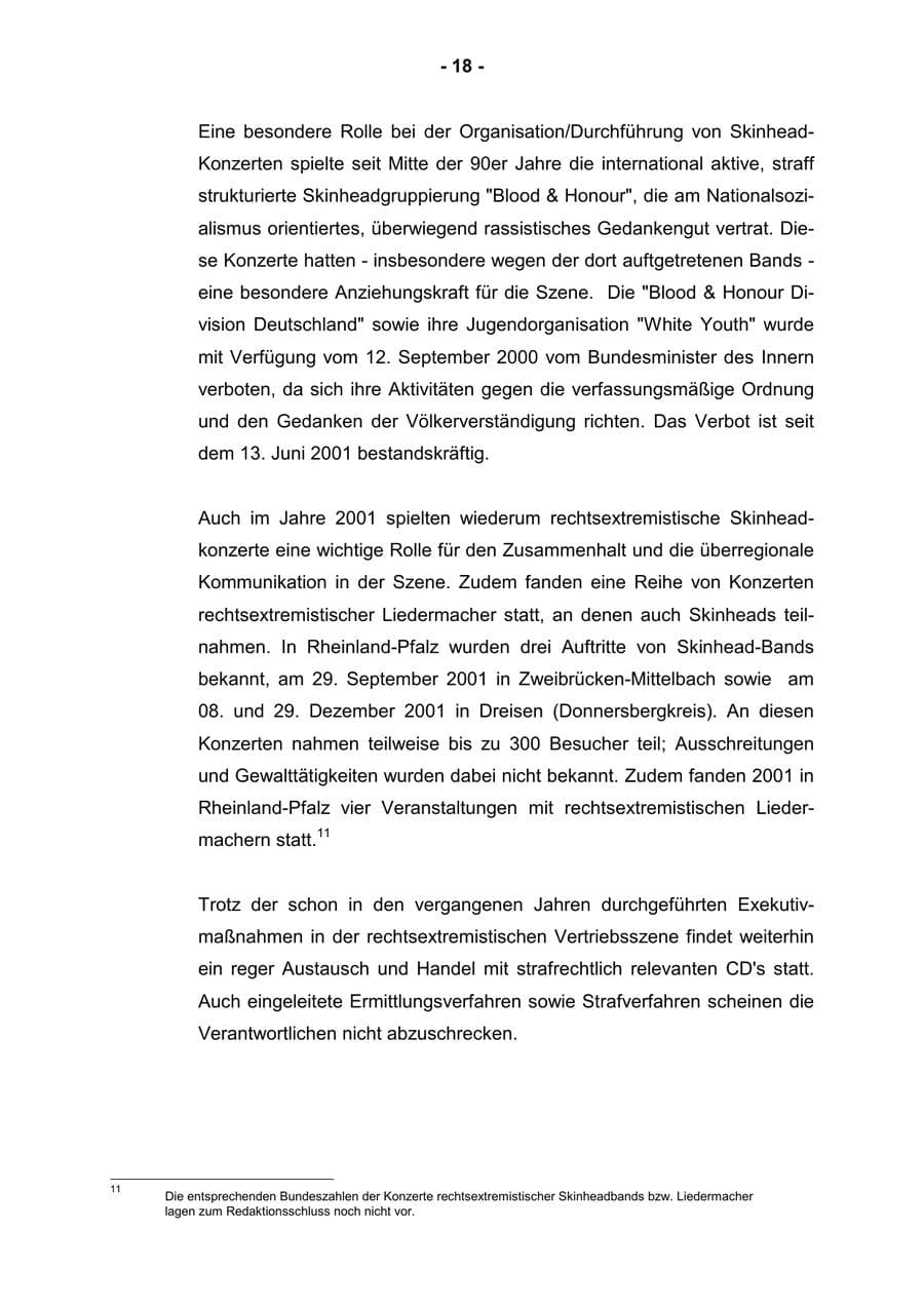 Seite 20 des Verfassungsschutzbericht 2001 Rheinland-Pfalz