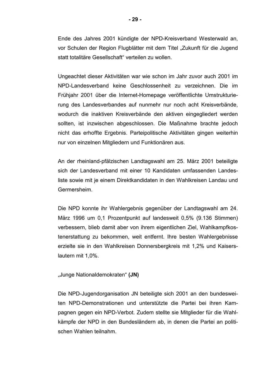 Seite 31 des Verfassungsschutzbericht 2001 Rheinland-Pfalz