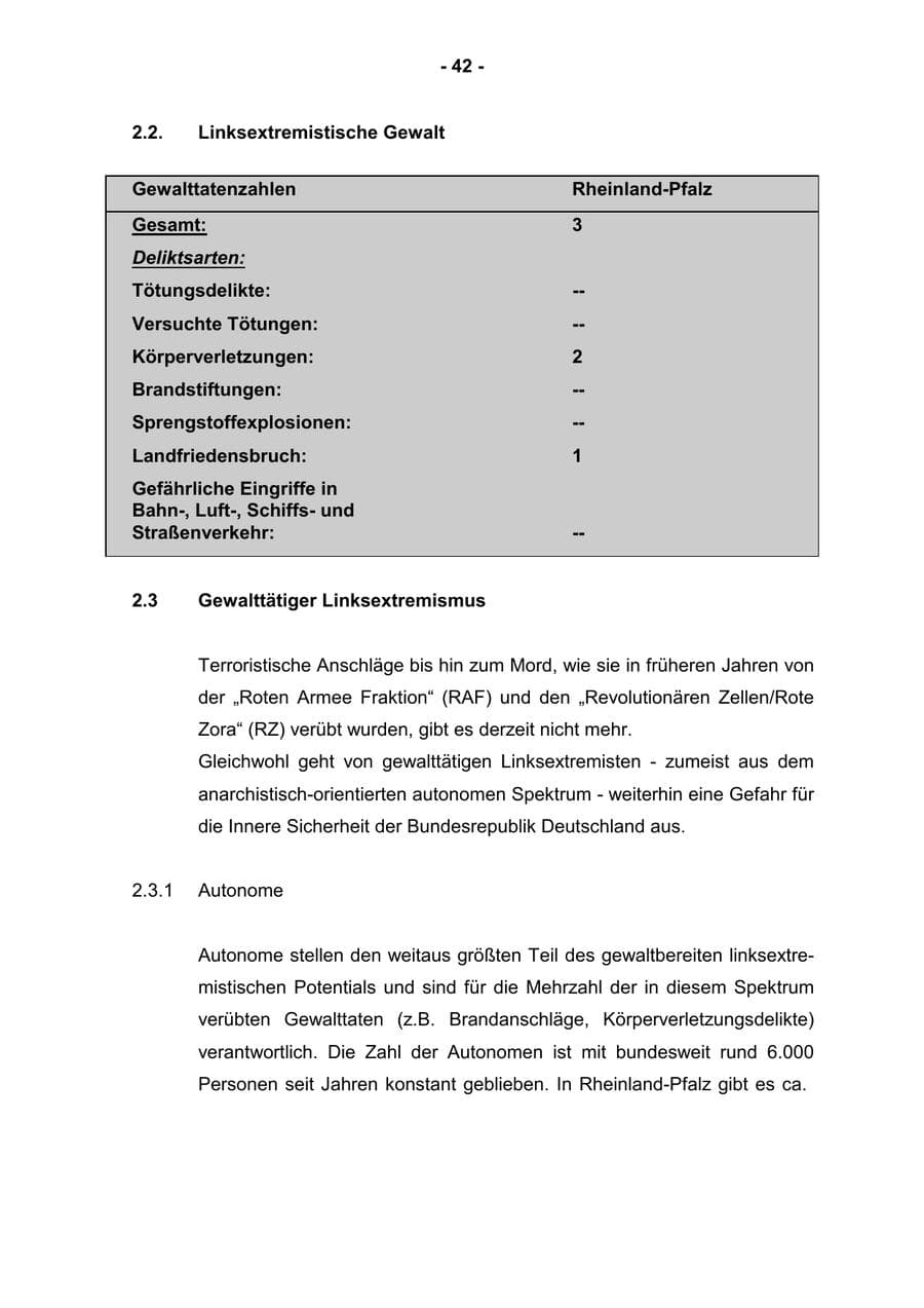 Seite 44 des Verfassungsschutzbericht 2001 Rheinland-Pfalz