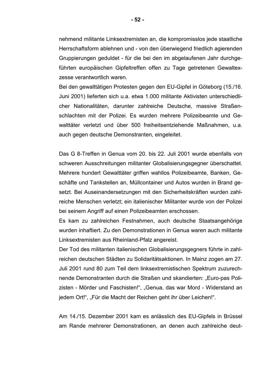 Seite 54 des Verfassungsschutzbericht 2001 Rheinland-Pfalz