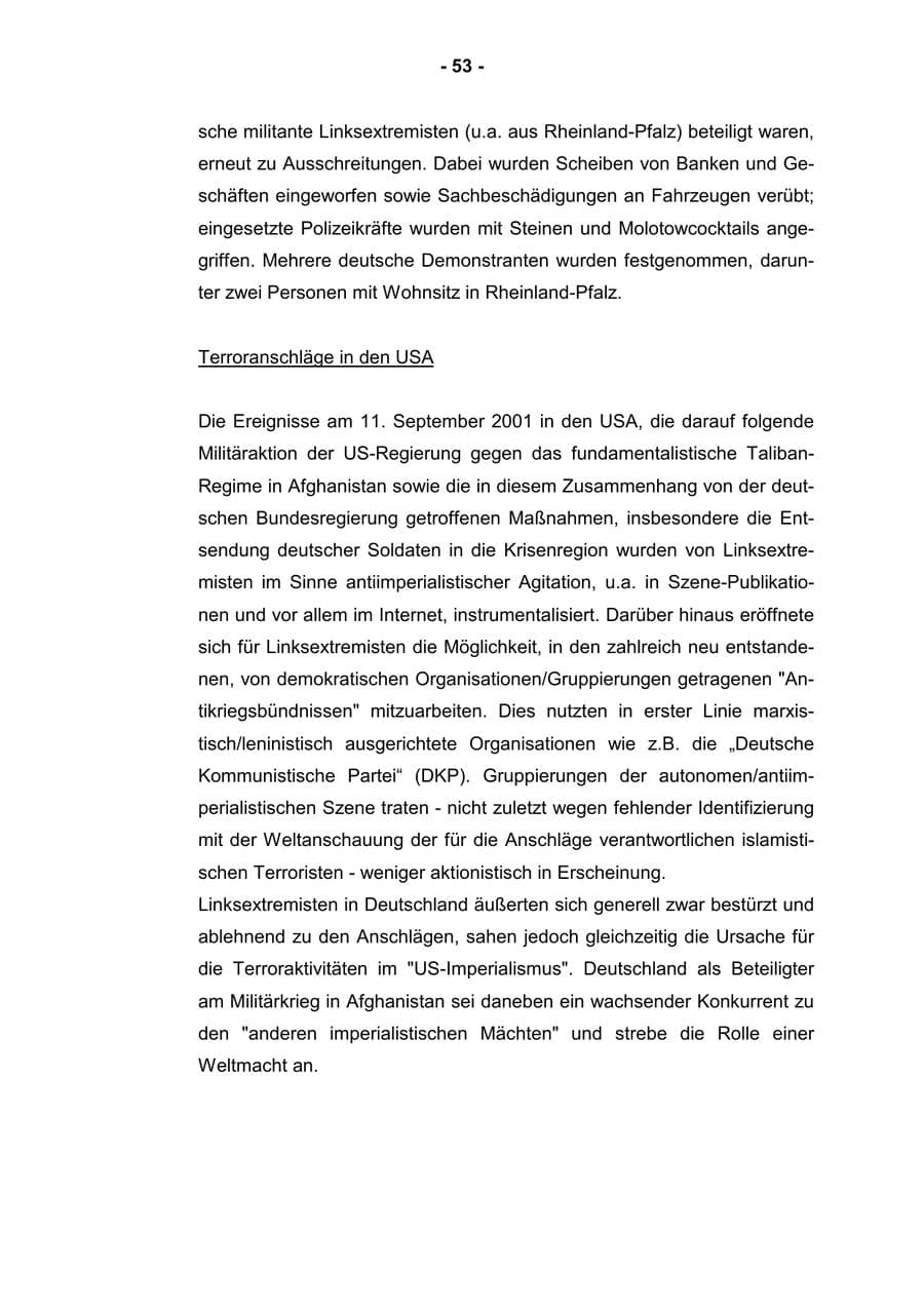 Seite 55 des Verfassungsschutzbericht 2001 Rheinland-Pfalz