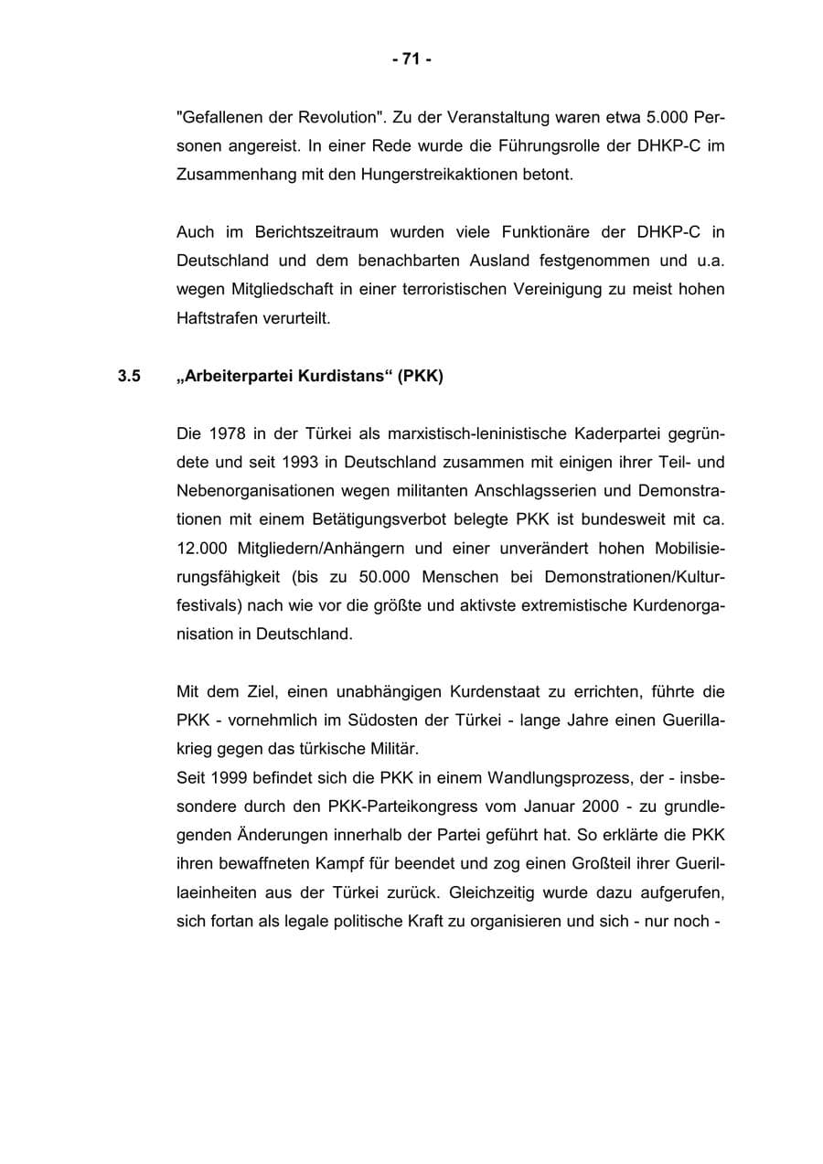 Seite 73 des Verfassungsschutzbericht 2001 Rheinland-Pfalz