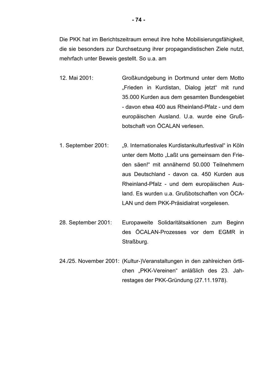Seite 76 des Verfassungsschutzbericht 2001 Rheinland-Pfalz