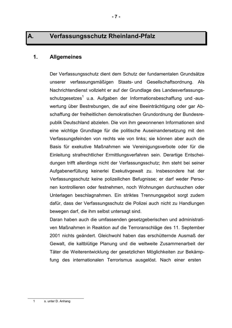 Seite 9 des Verfassungsschutzbericht 2001 Rheinland-Pfalz