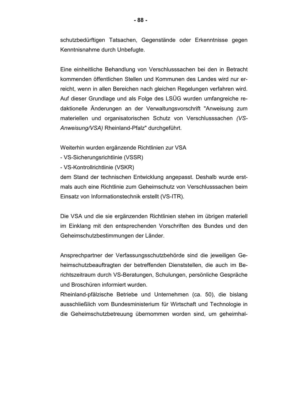 Seite 90 des Verfassungsschutzbericht 2001 Rheinland-Pfalz