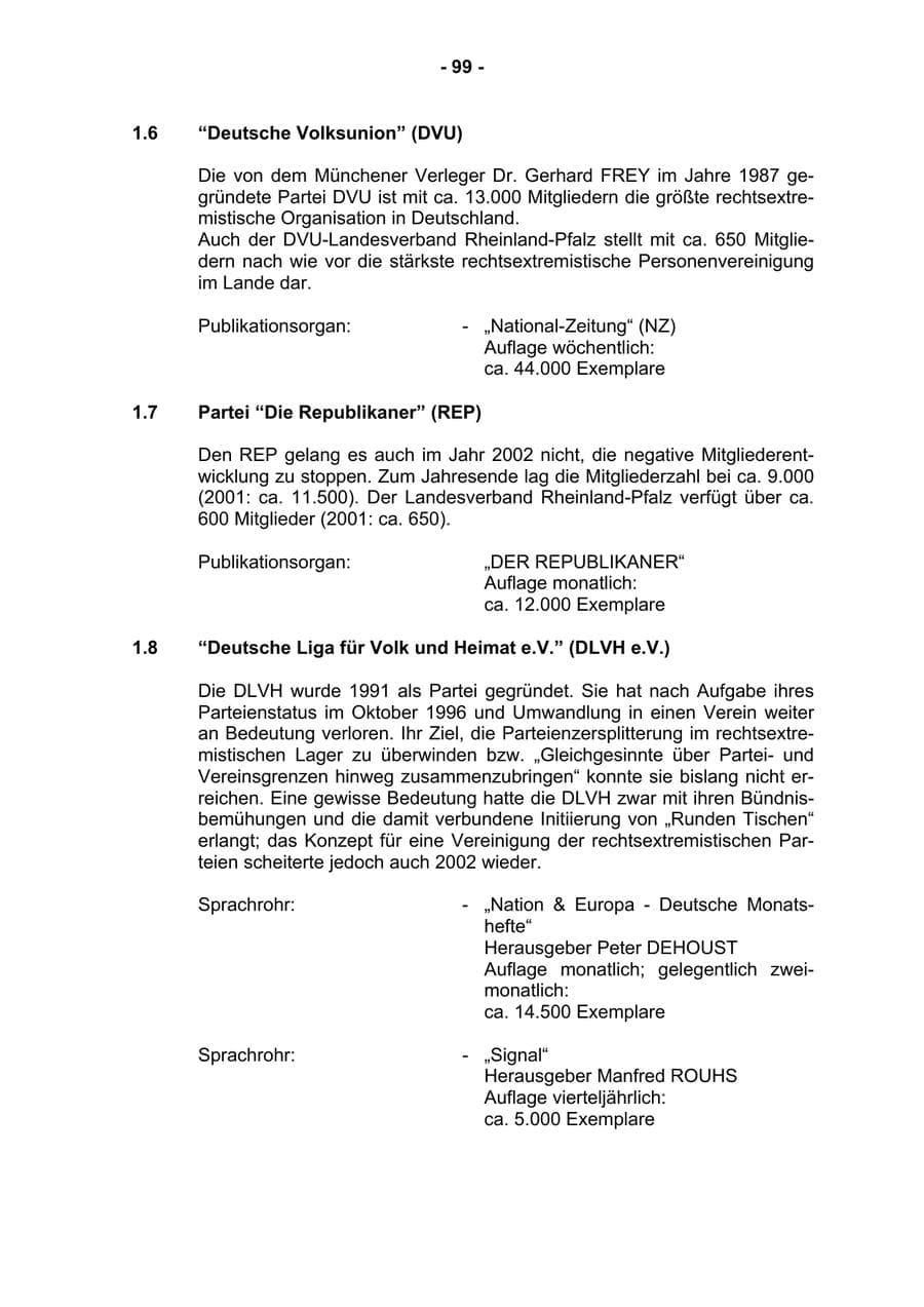 Seite 101 des Verfassungsschutzbericht 2002 Rheinland-Pfalz