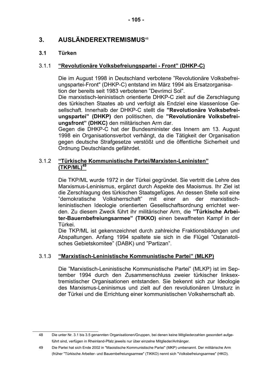 Seite 107 des Verfassungsschutzbericht 2002 Rheinland-Pfalz