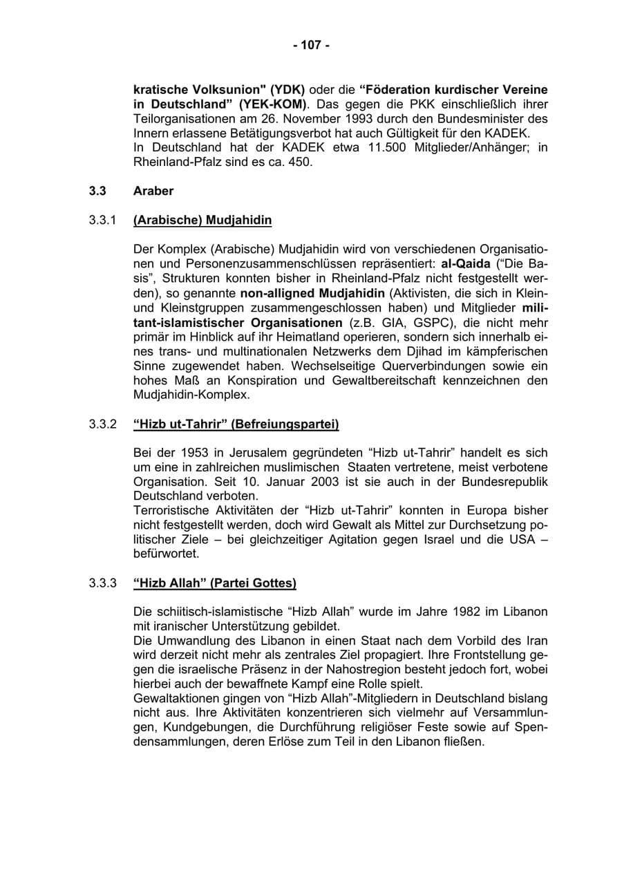 Seite 109 des Verfassungsschutzbericht 2002 Rheinland-Pfalz