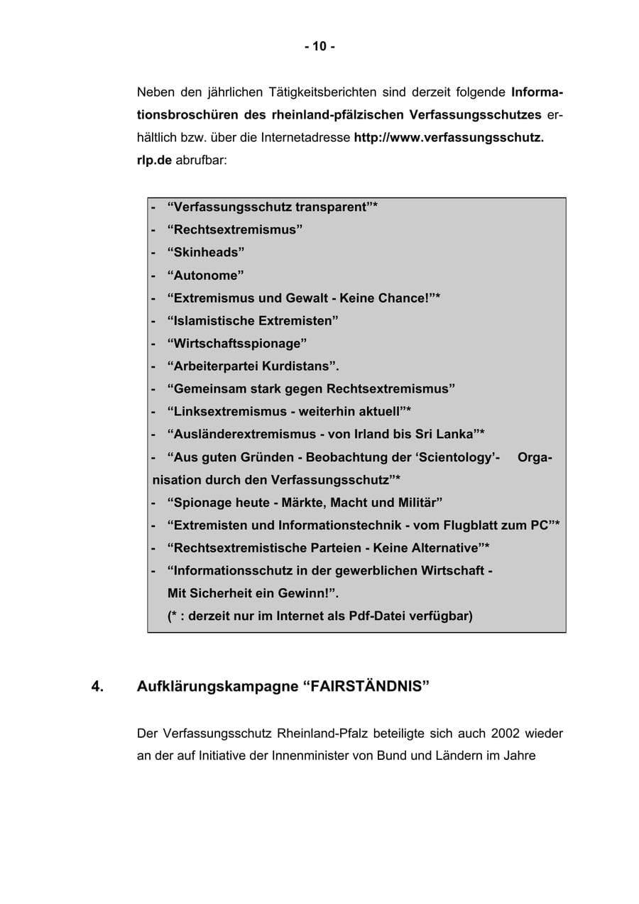 Seite 12 des Verfassungsschutzbericht 2002 Rheinland-Pfalz