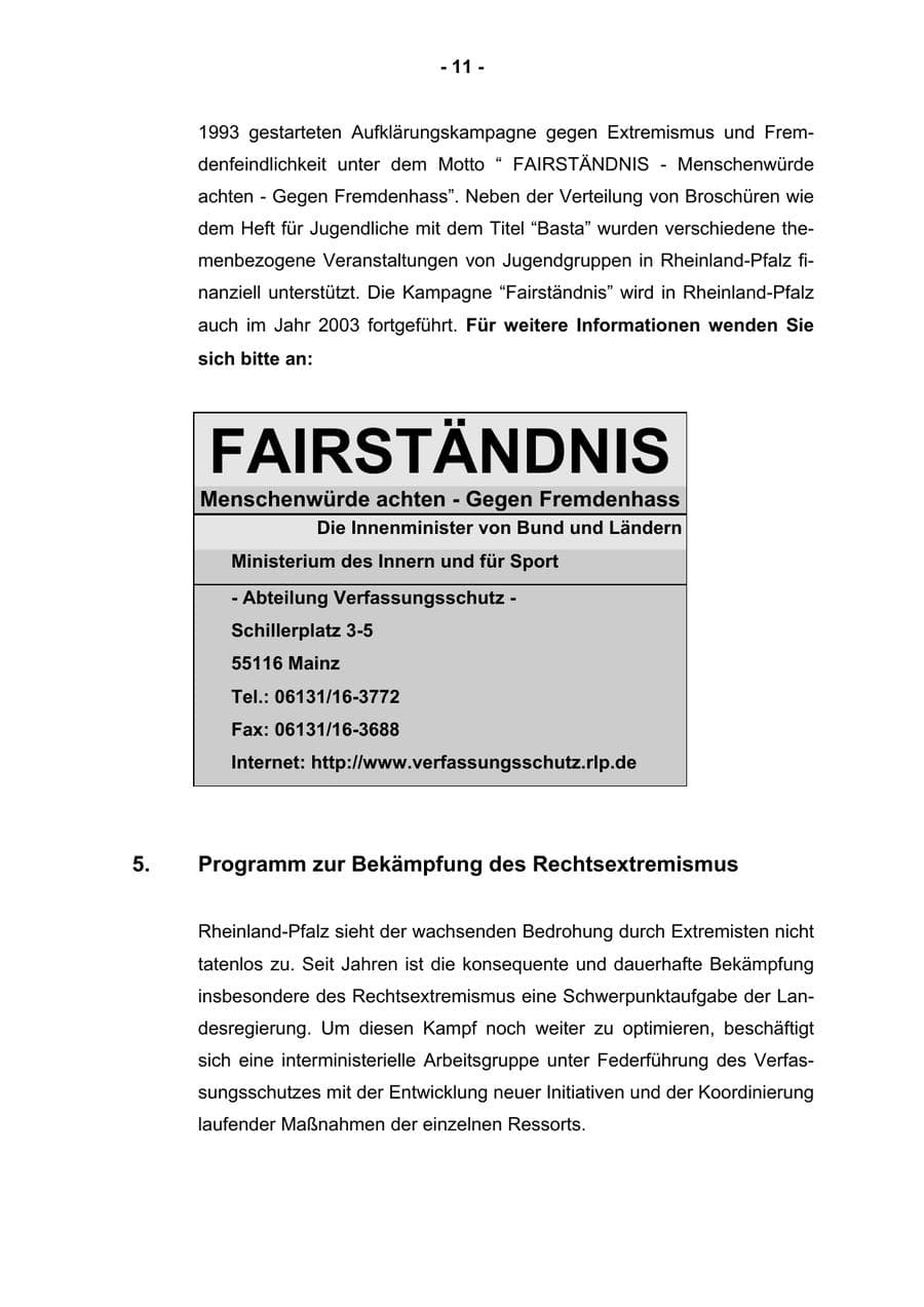 Seite 13 des Verfassungsschutzbericht 2002 Rheinland-Pfalz