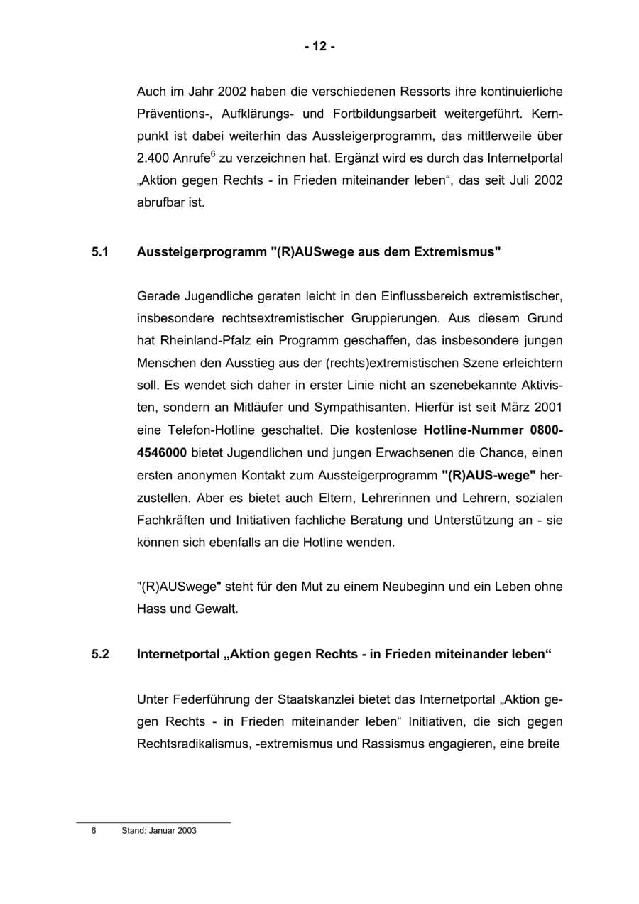 Seite 14 des Verfassungsschutzbericht 2002 Rheinland-Pfalz