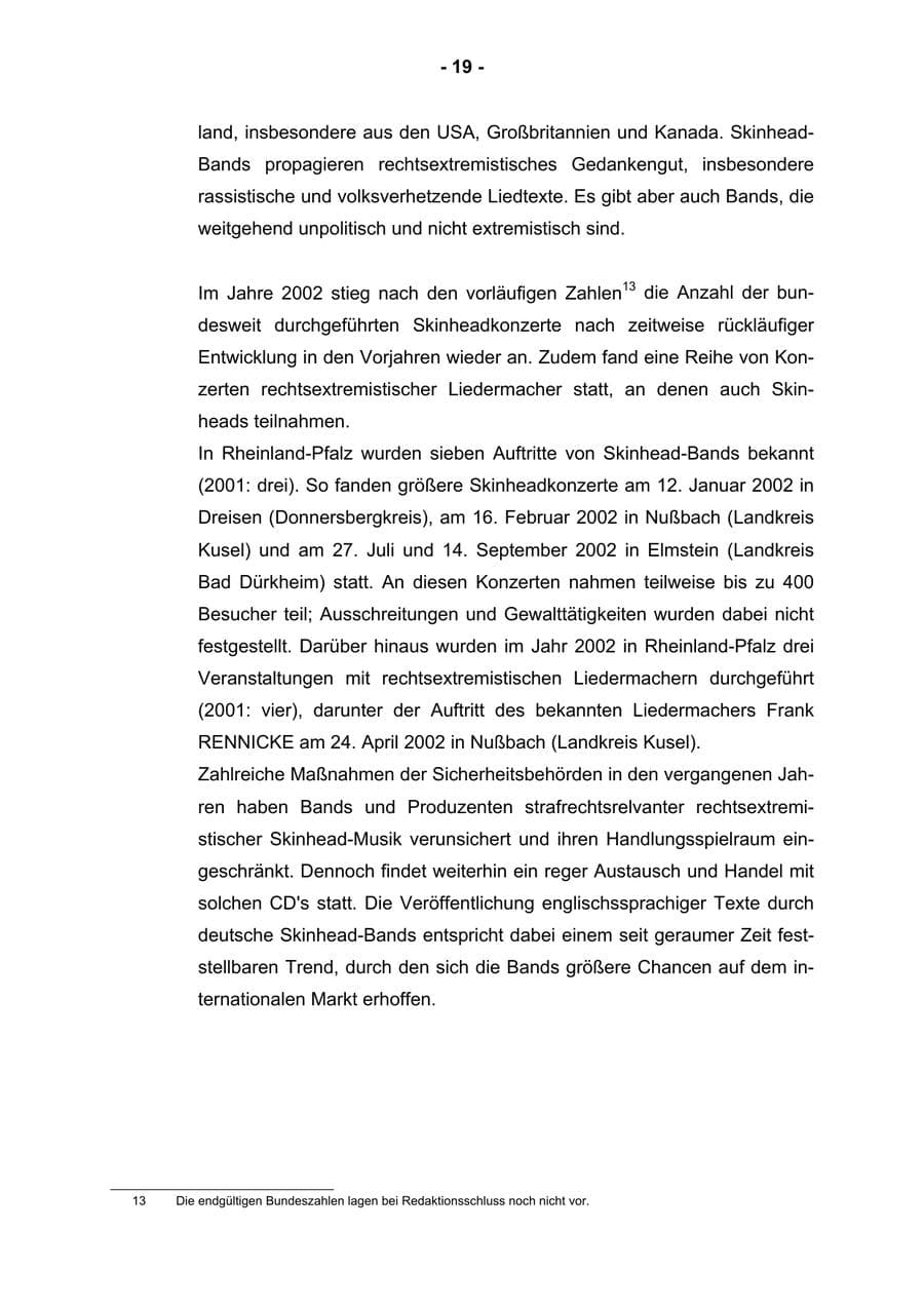 Seite 21 des Verfassungsschutzbericht 2002 Rheinland-Pfalz