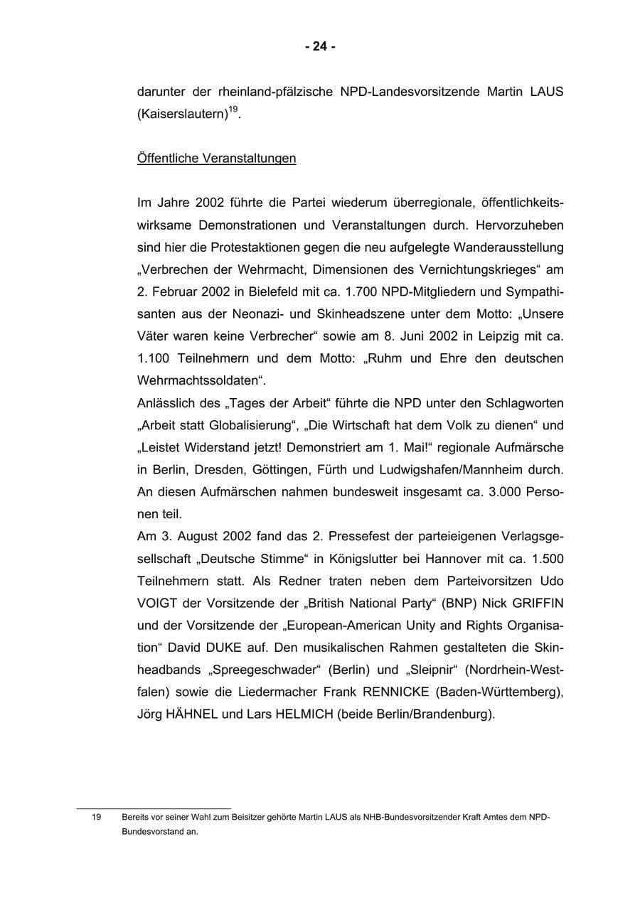 Seite 26 des Verfassungsschutzbericht 2002 Rheinland-Pfalz