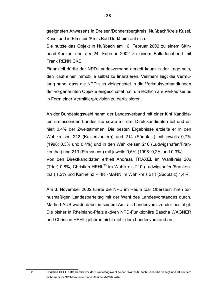 Seite 30 des Verfassungsschutzbericht 2002 Rheinland-Pfalz