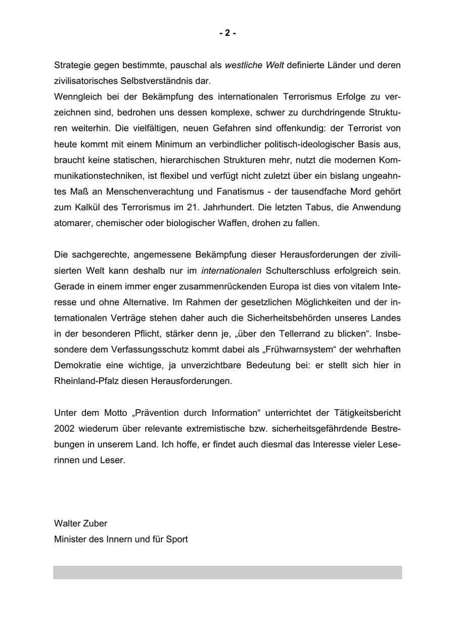 Seite 4 des Verfassungsschutzbericht 2002 Rheinland-Pfalz