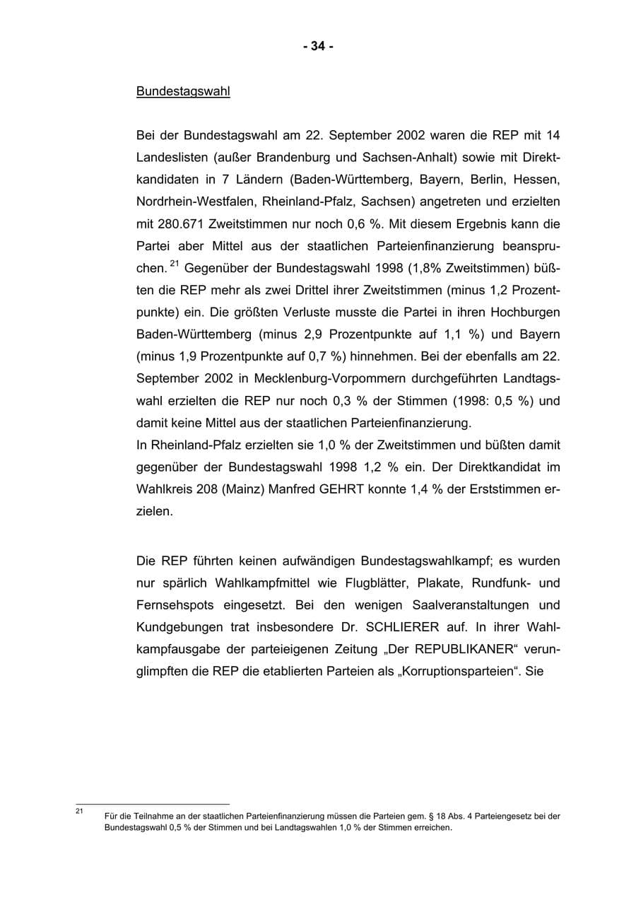 Seite 36 des Verfassungsschutzbericht 2002 Rheinland-Pfalz