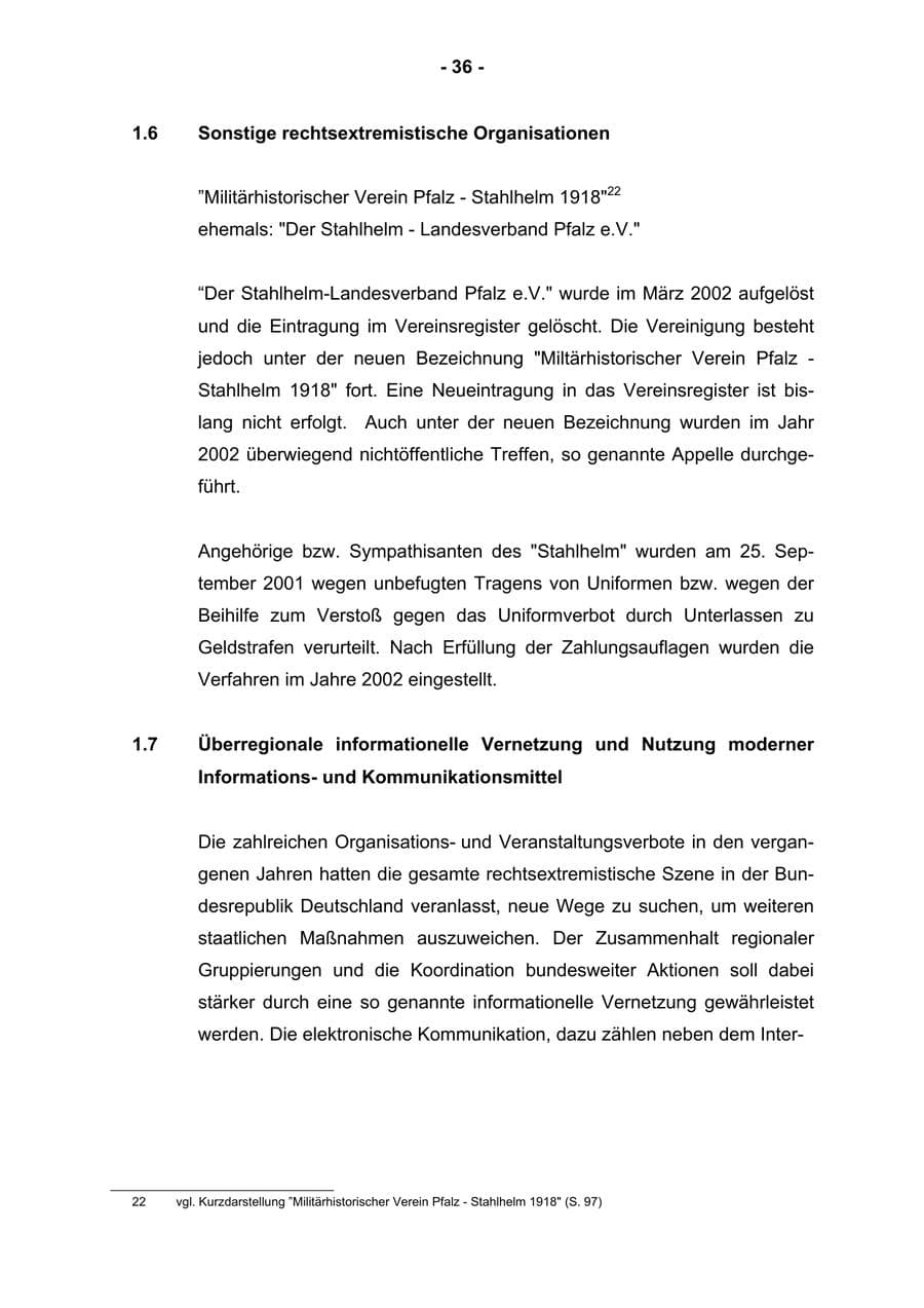 Seite 38 des Verfassungsschutzbericht 2002 Rheinland-Pfalz