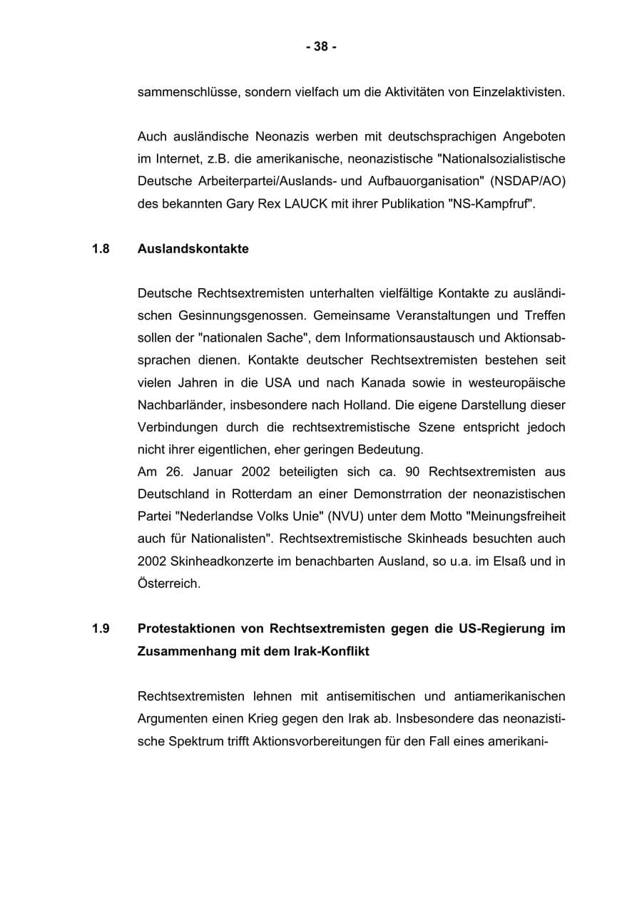 Seite 40 des Verfassungsschutzbericht 2002 Rheinland-Pfalz