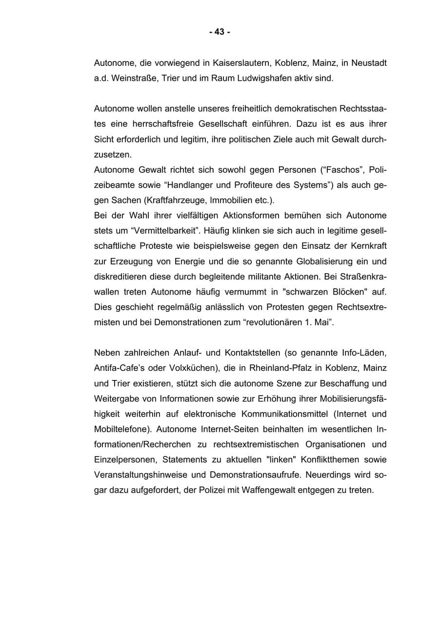 Seite 45 des Verfassungsschutzbericht 2002 Rheinland-Pfalz