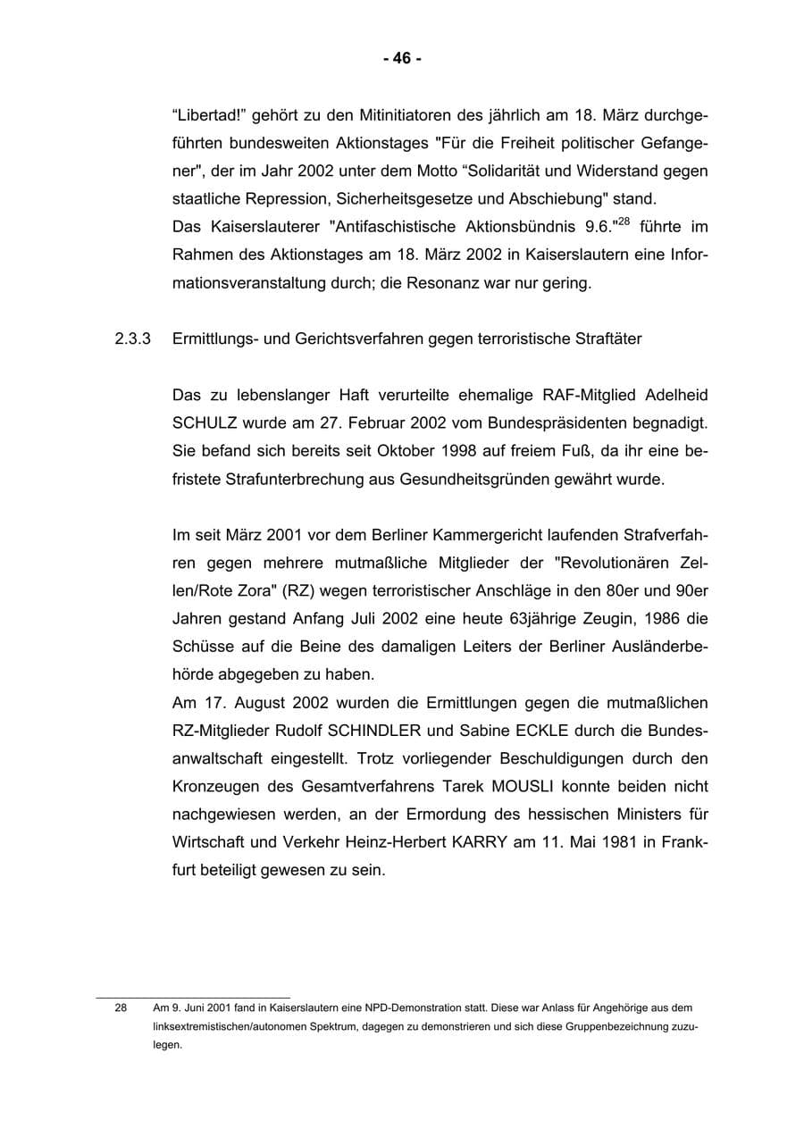 Seite 48 des Verfassungsschutzbericht 2002 Rheinland-Pfalz