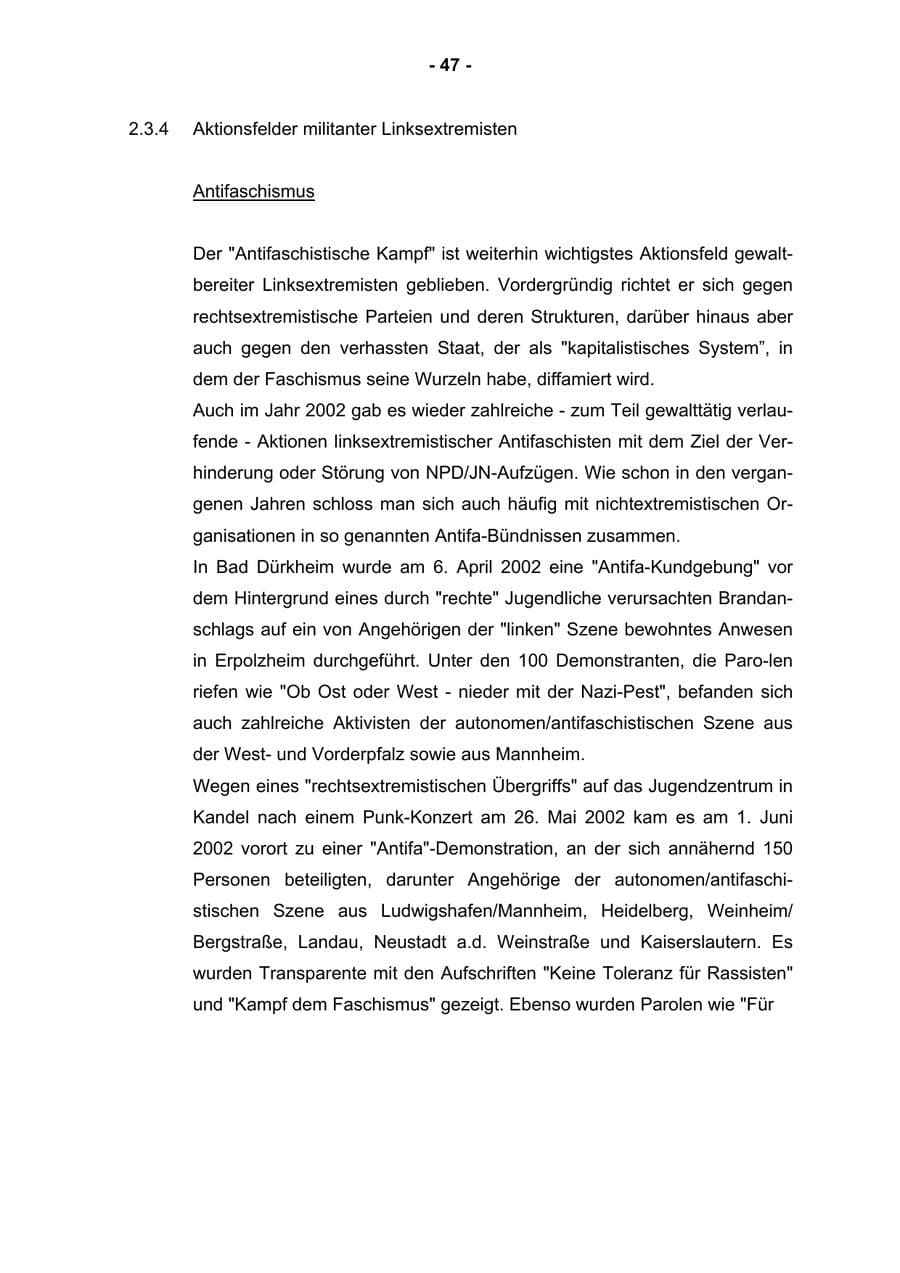 Seite 49 des Verfassungsschutzbericht 2002 Rheinland-Pfalz