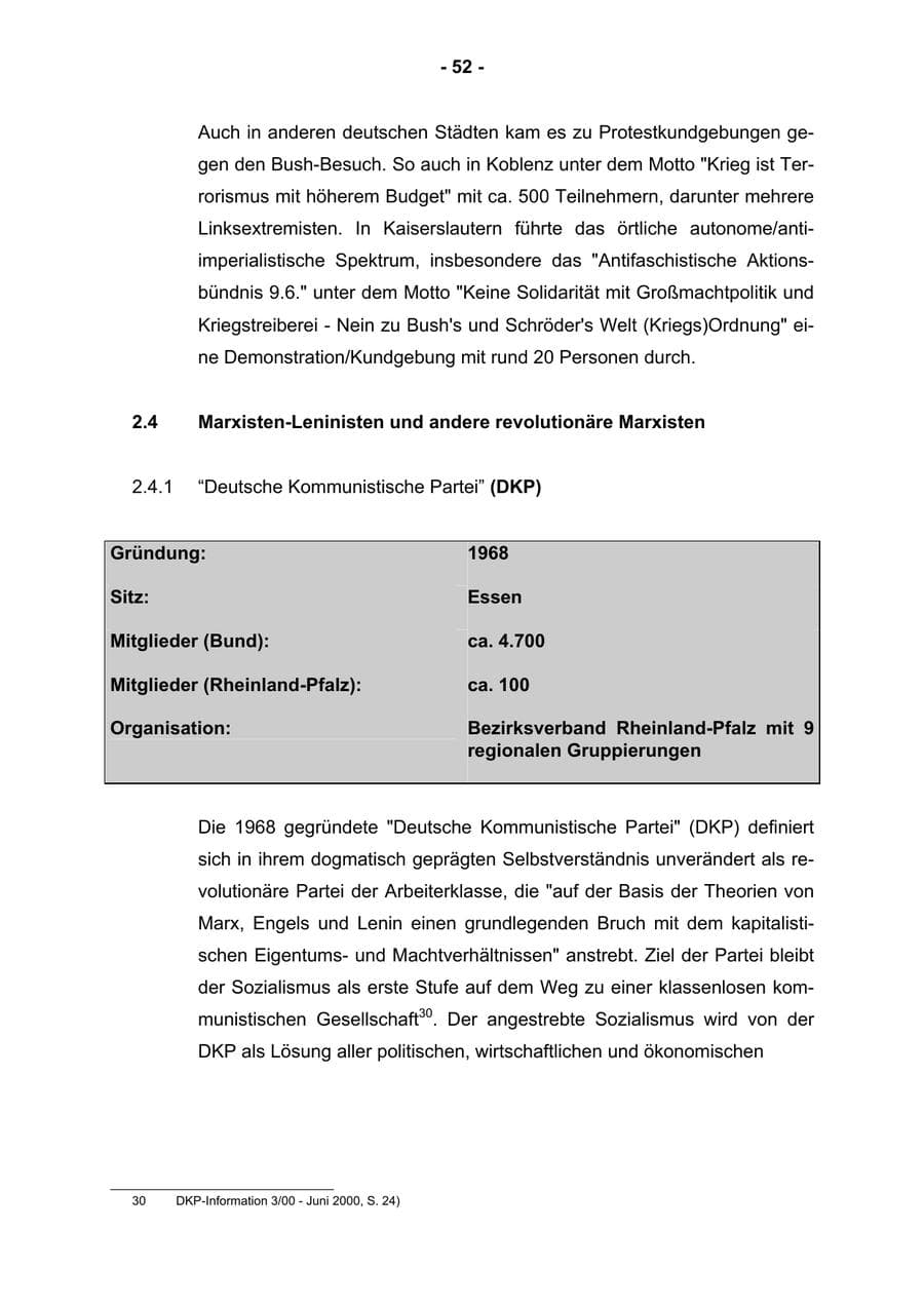 Seite 54 des Verfassungsschutzbericht 2002 Rheinland-Pfalz