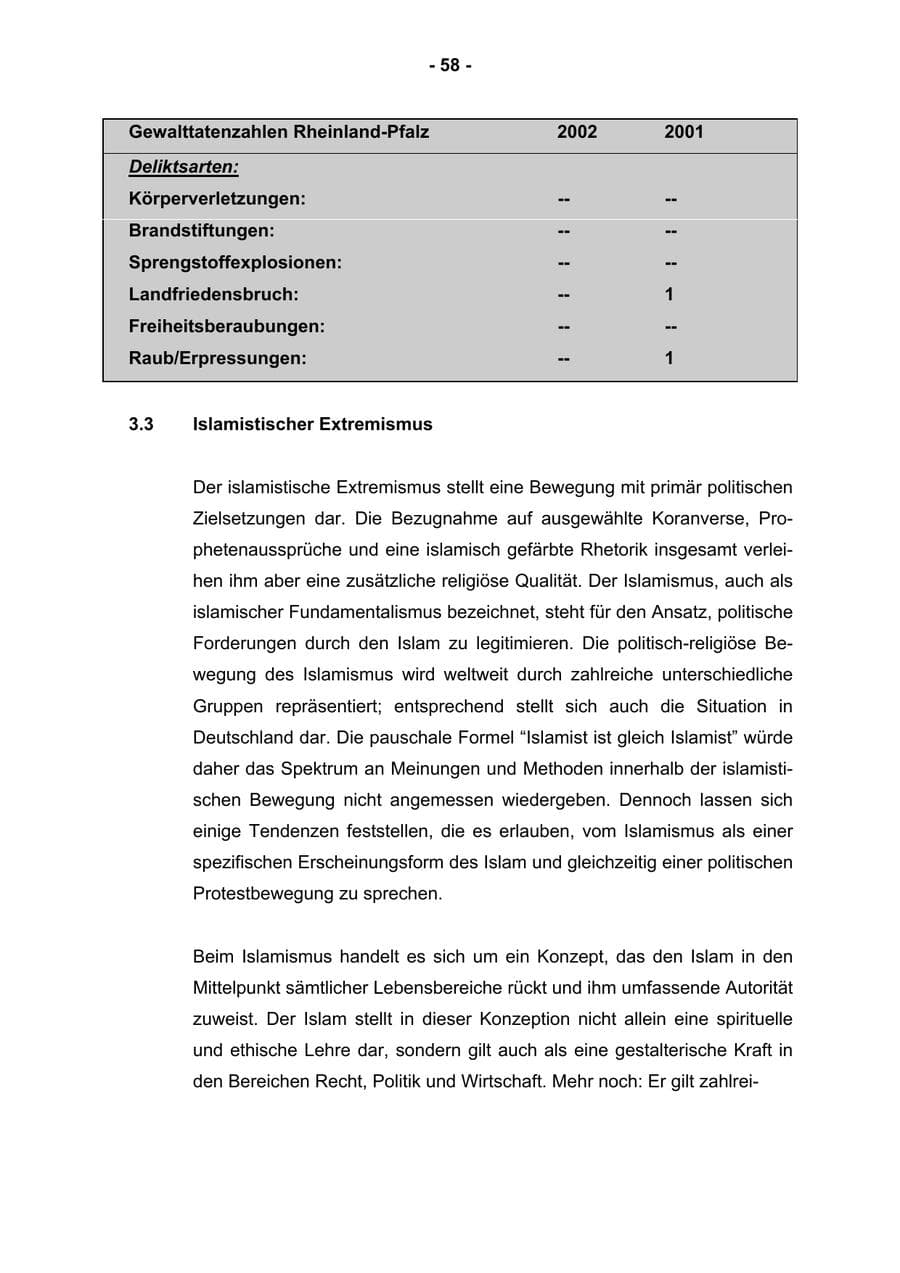 Seite 60 des Verfassungsschutzbericht 2002 Rheinland-Pfalz