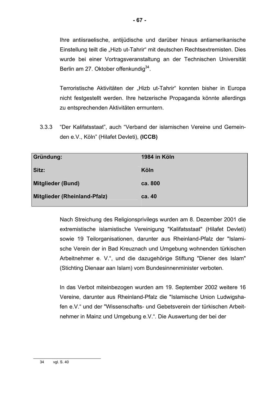 Seite 69 des Verfassungsschutzbericht 2002 Rheinland-Pfalz