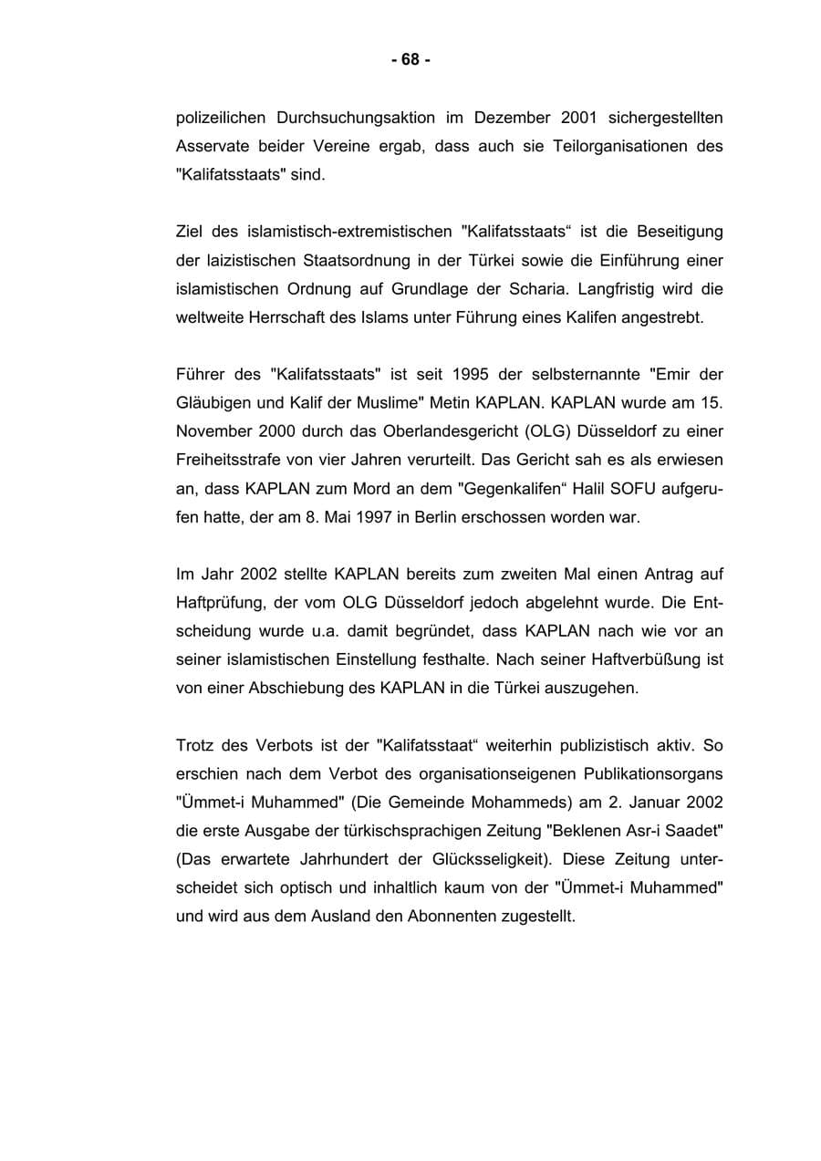 Seite 70 des Verfassungsschutzbericht 2002 Rheinland-Pfalz