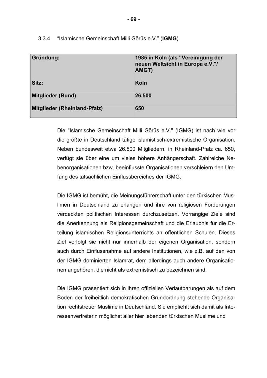 Seite 71 des Verfassungsschutzbericht 2002 Rheinland-Pfalz