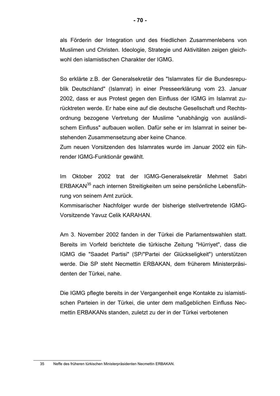 Seite 72 des Verfassungsschutzbericht 2002 Rheinland-Pfalz