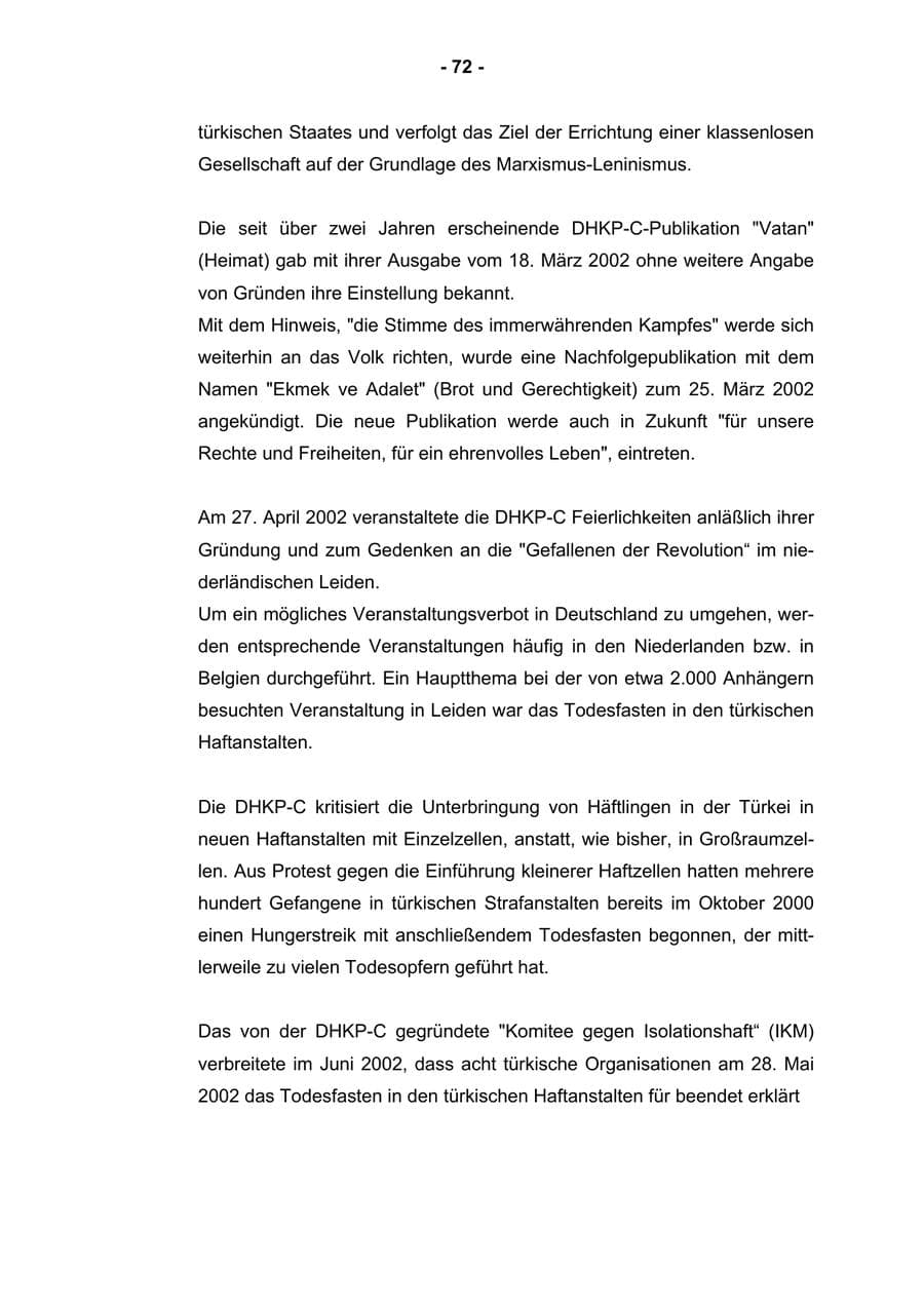 Seite 74 des Verfassungsschutzbericht 2002 Rheinland-Pfalz