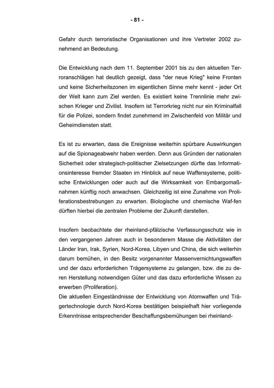 Seite 83 des Verfassungsschutzbericht 2002 Rheinland-Pfalz