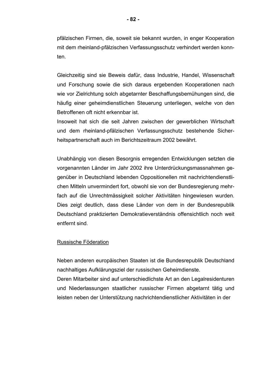 Seite 84 des Verfassungsschutzbericht 2002 Rheinland-Pfalz