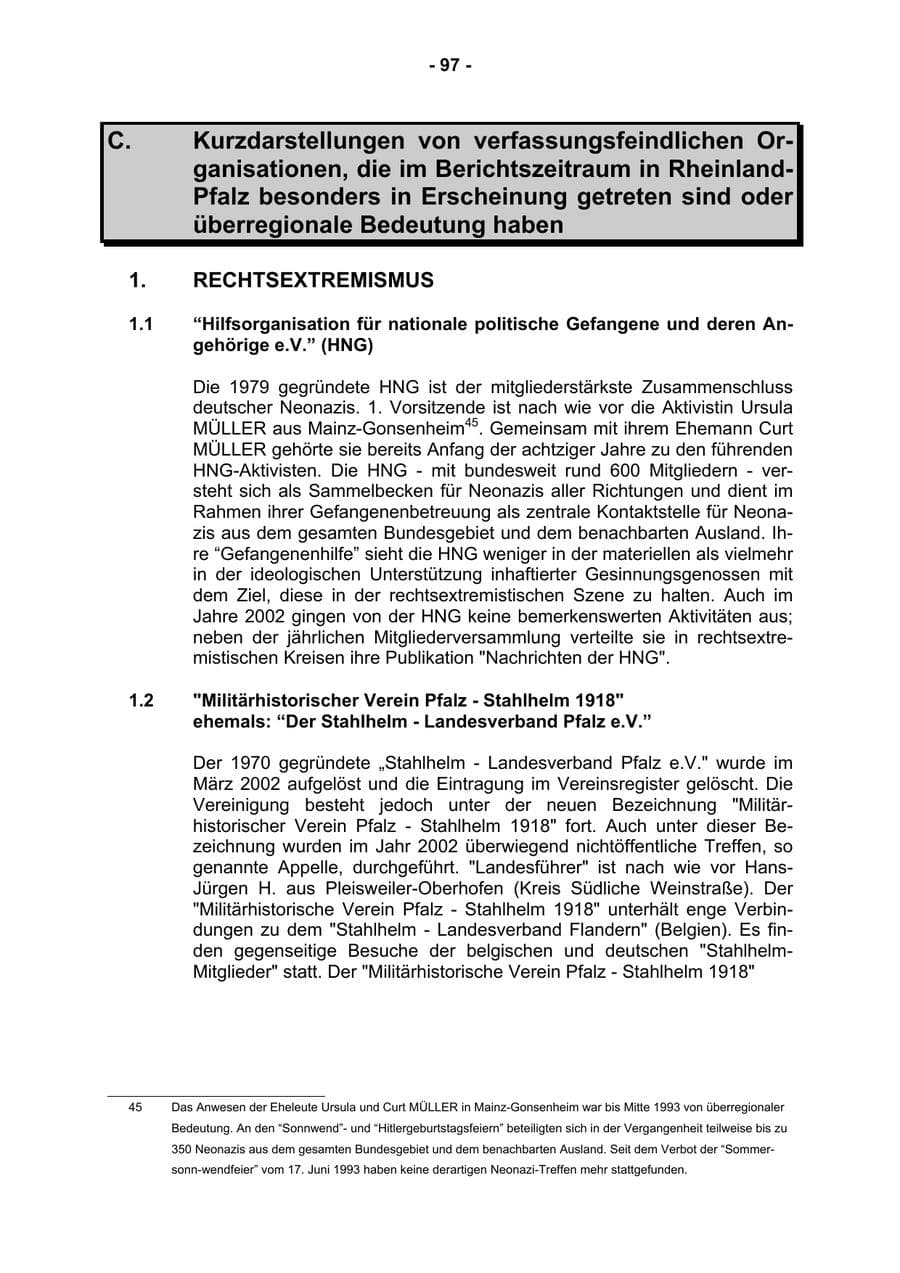 Seite 99 des Verfassungsschutzbericht 2002 Rheinland-Pfalz