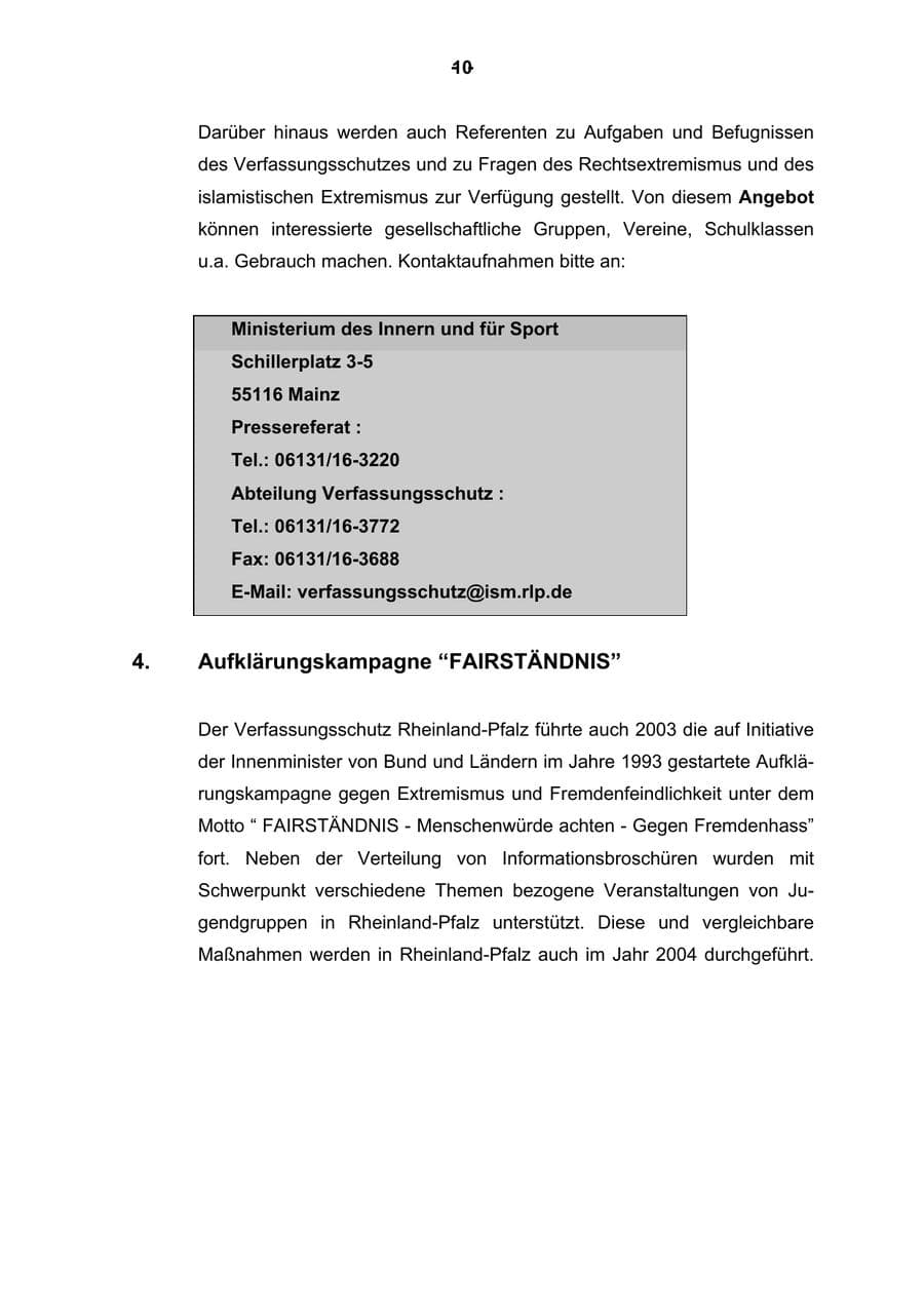 Seite 11 des Verfassungsschutzbericht 2003 Rheinland-Pfalz