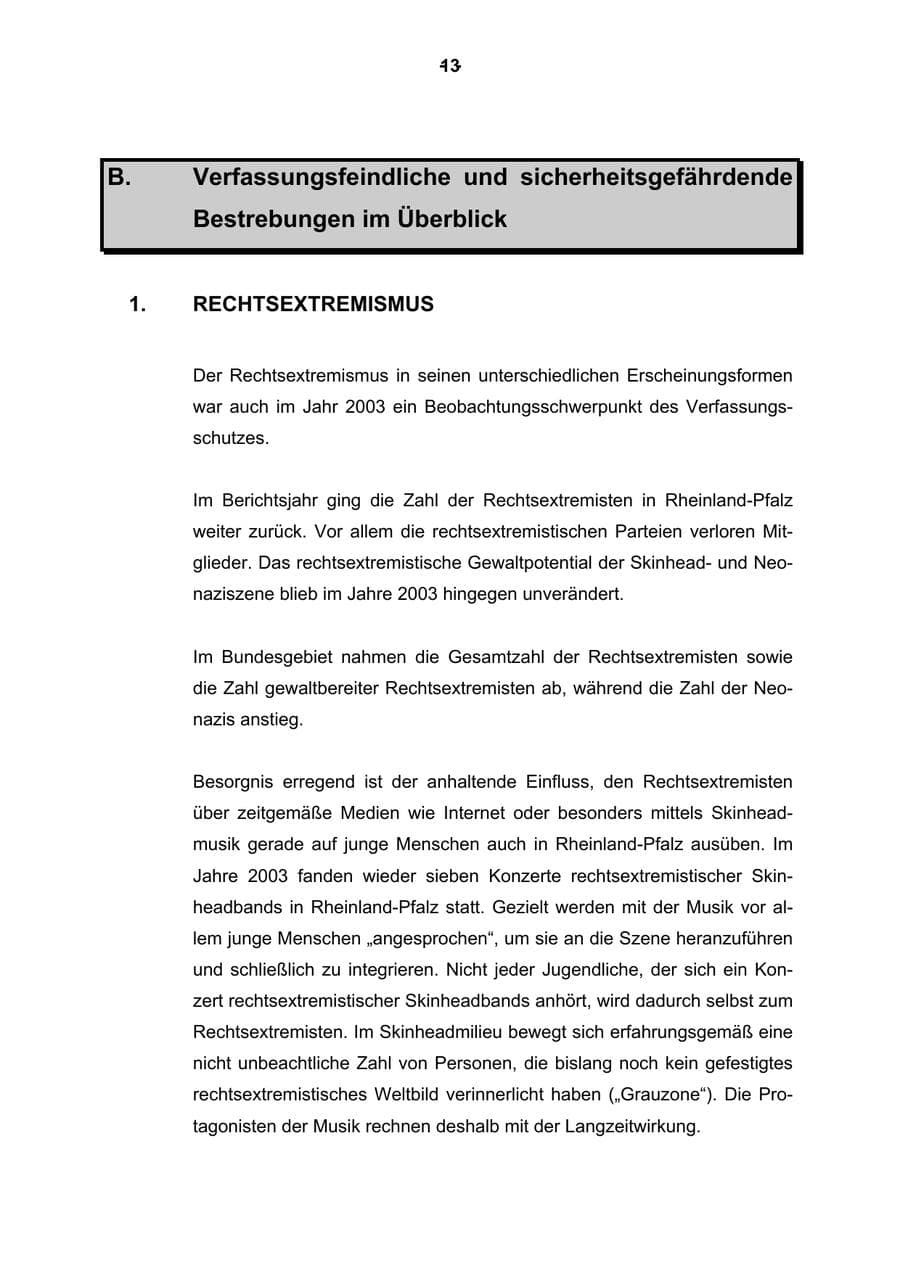 Seite 14 des Verfassungsschutzbericht 2003 Rheinland-Pfalz