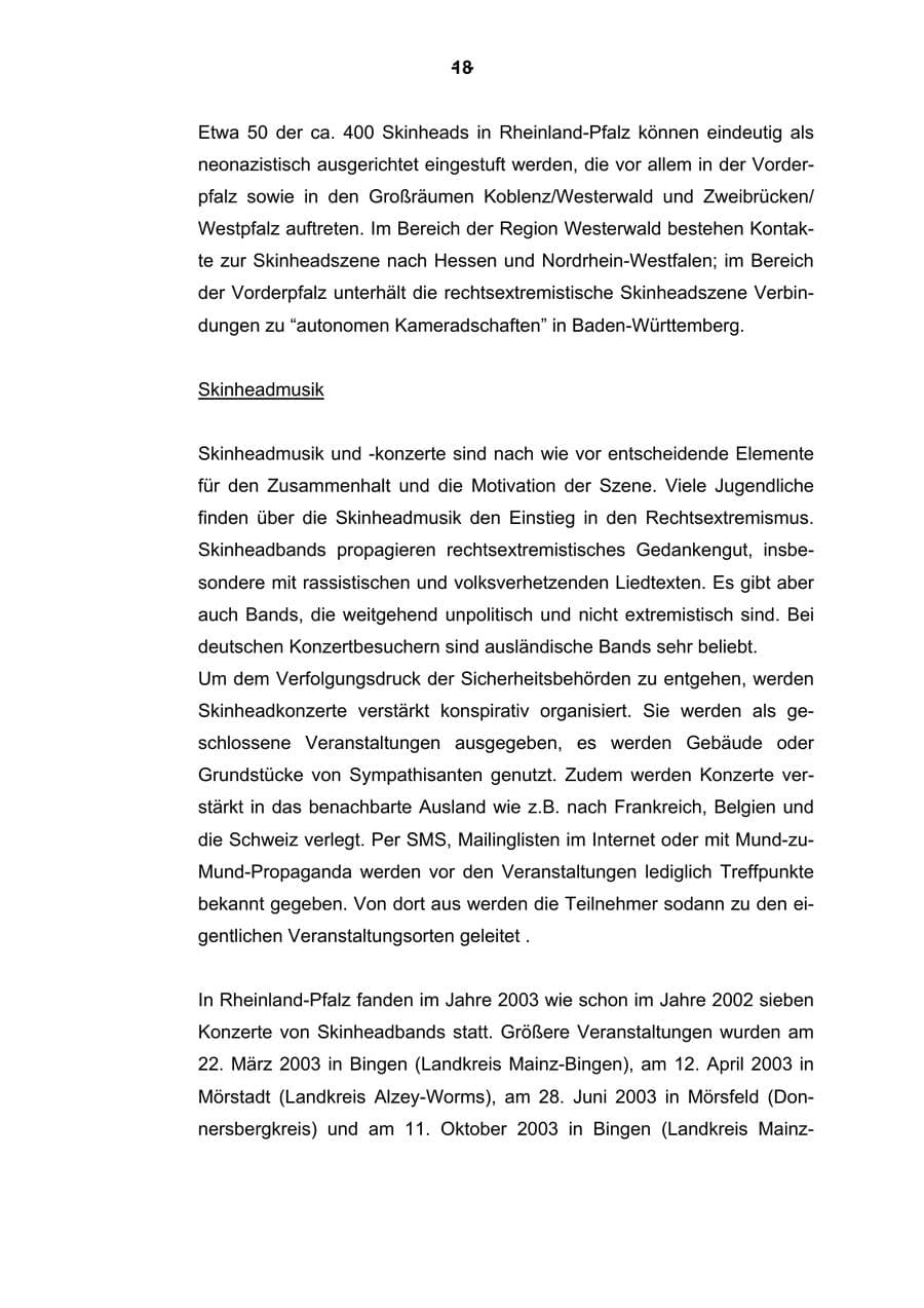 Seite 19 des Verfassungsschutzbericht 2003 Rheinland-Pfalz