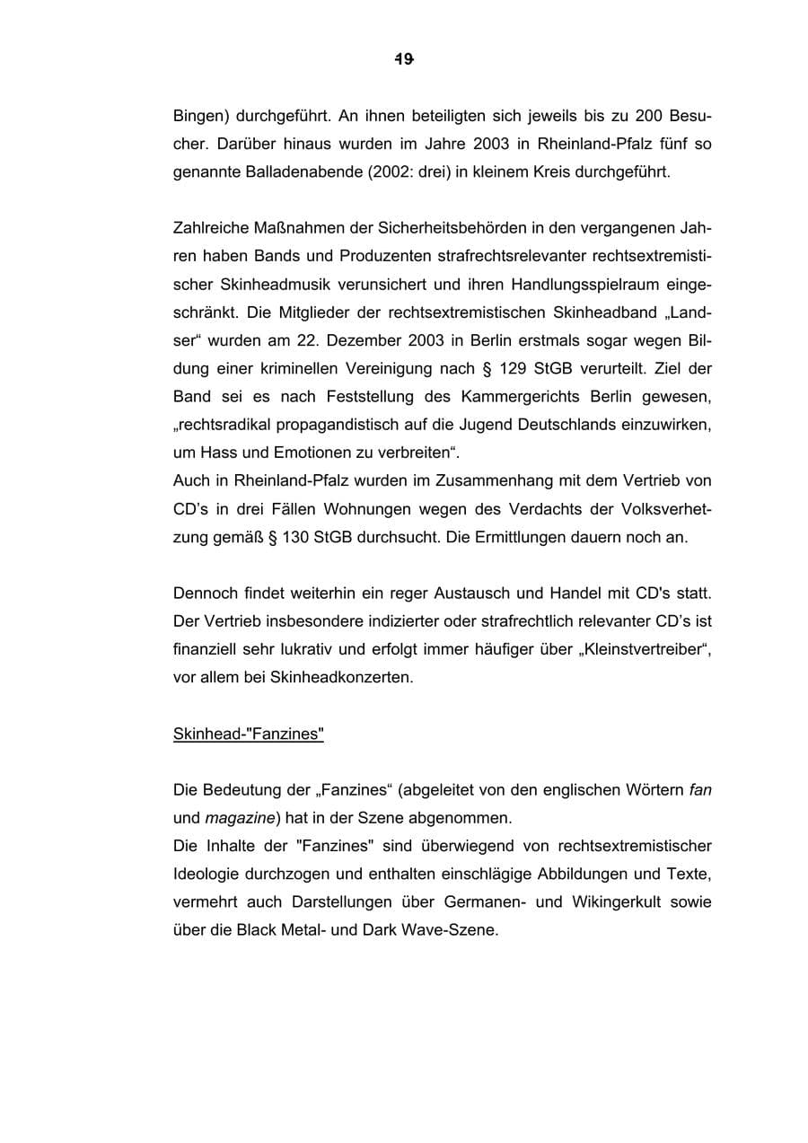 Seite 20 des Verfassungsschutzbericht 2003 Rheinland-Pfalz